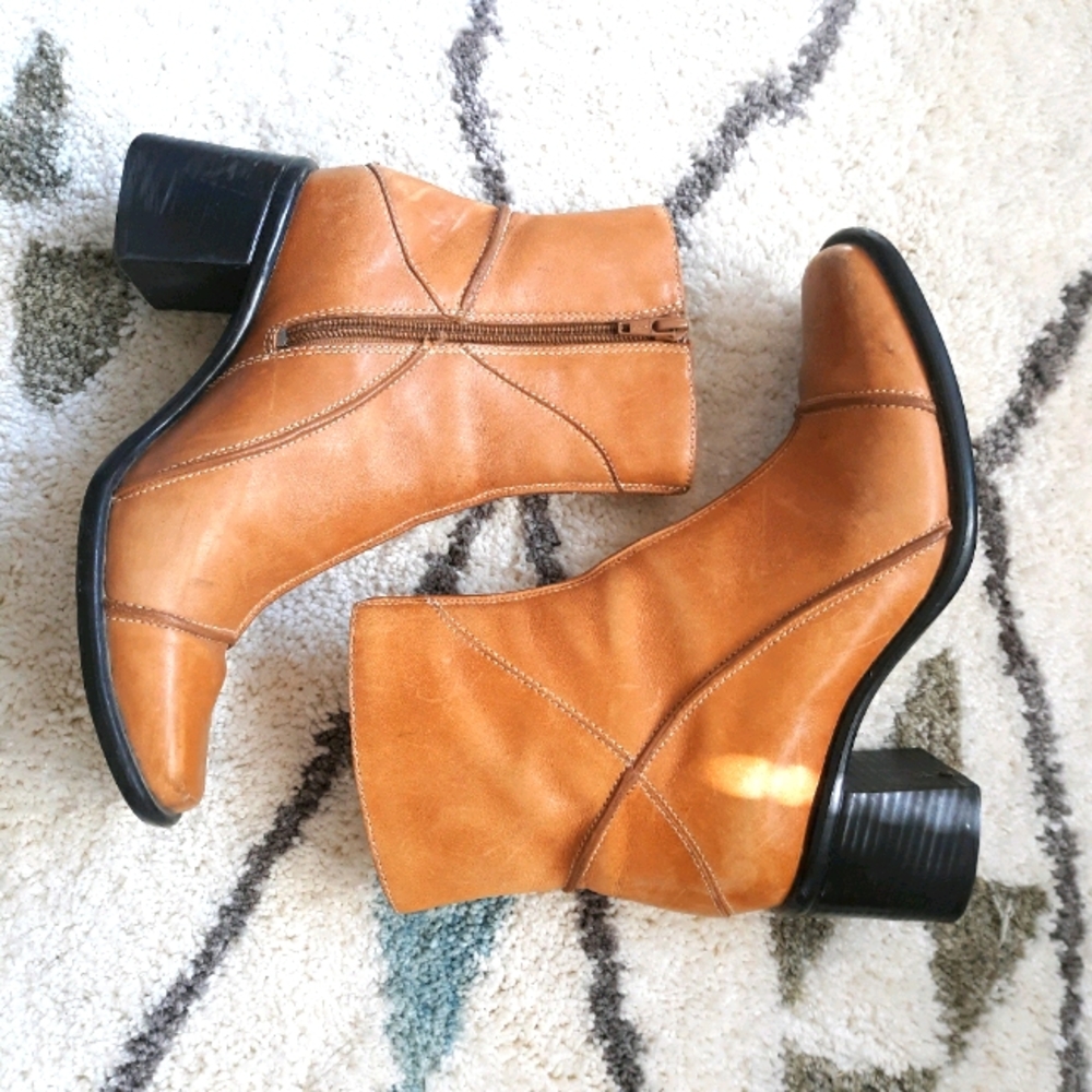 Leather Block Heel Boots